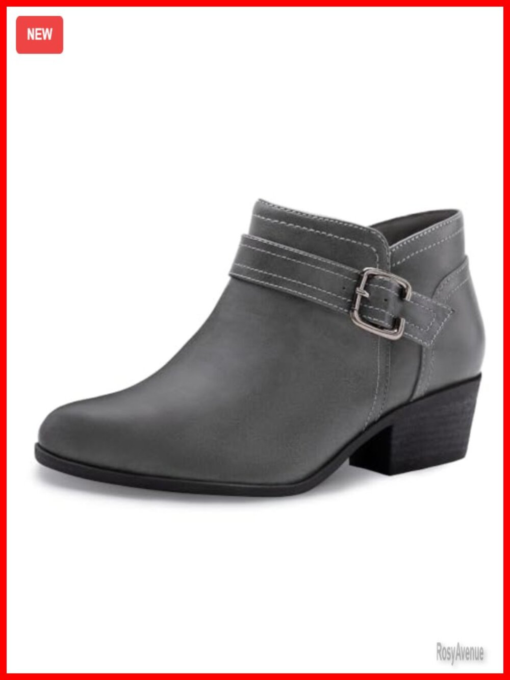 Women's Chunky Low Heel Ankle Boots PU Pointed Toe Block Heel Booties